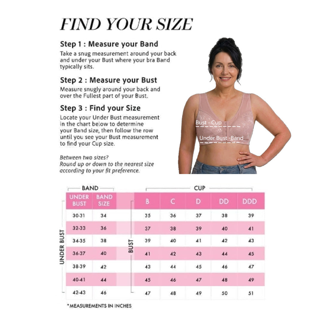 Big Size Premium Lace Front Buckle Bra Wireless Full Cup Lifting Bra for Seniors Anti-Sagging Soft Bra