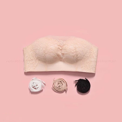 3cm PUSH-UP Strapless Wireless Bra – Anti-Slip Silicone Edge & Palm-Shaped Padding