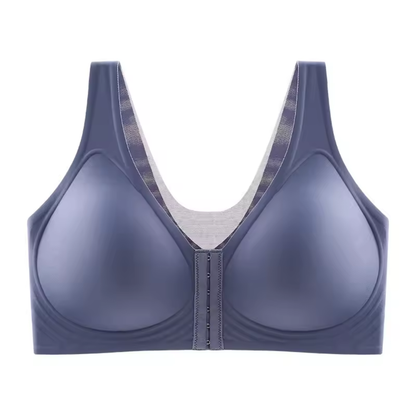 Women Plus Size Front Buckle Bra Wireless Posture Support Back Lifting Push Up Bra Fits Up To 107kg