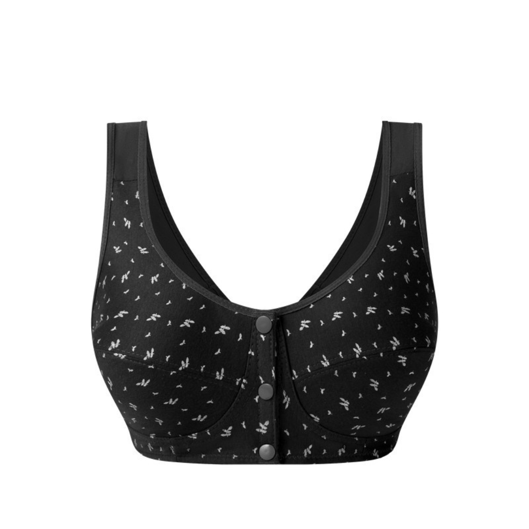 Front Closure Wireless Bra Soft Cotton Lifting Bra for Middle-Aged Senior Women Comfort