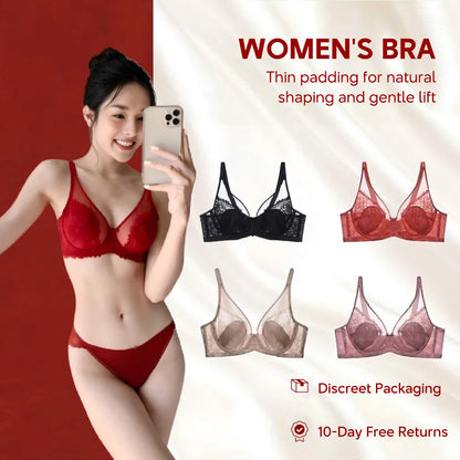 Elegant Wired Lace Bra – Thin Padding & Gentle Shaping for Natural Support
