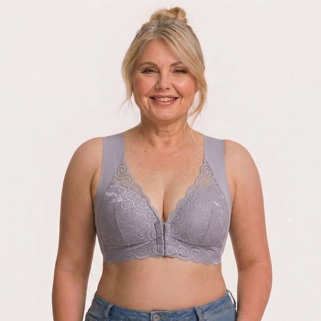 Convenient Front Snap Bra for Elderly Wireless Soft Cotton Bra for Middle-Aged Senior Women Comfort