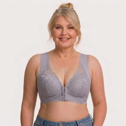 Convenient Front Snap Bra for Elderly Wireless Soft Cotton Bra for Middle-Aged Senior Women Comfort