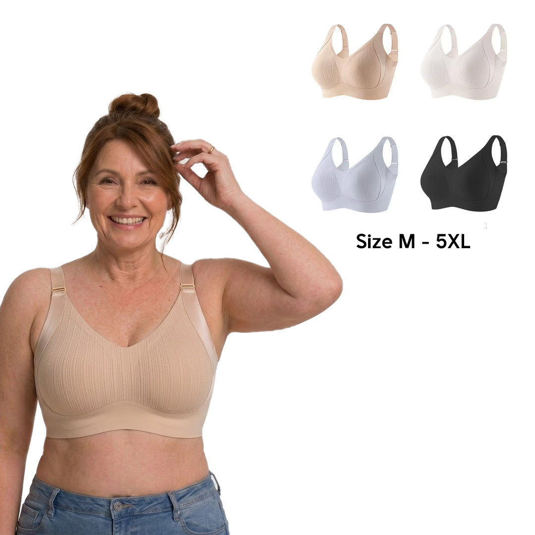 [M-5XL] Big Size Wireless Bra Full Cup Lifting Bra Anti-Sagging Side Support Soft Bra for Big Bust