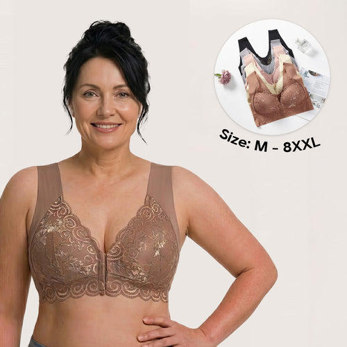Convenient Front Snap Bra for Elderly Wireless Soft Cotton Bra for Middle-Aged Senior Women Comfort