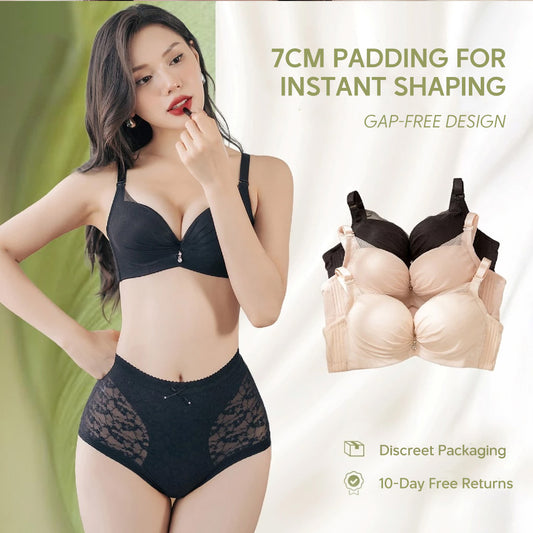 4cm Super Thick Push Up Bra Flexible Wire Lifting Bra Natural Cleavage Invisible Lace Bra