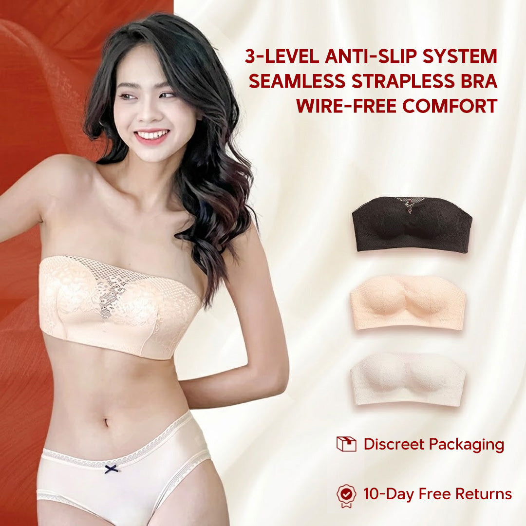 3cm PUSH-UP Strapless Wireless Bra – Anti-Slip Silicone Edge & Palm-Shaped Padding