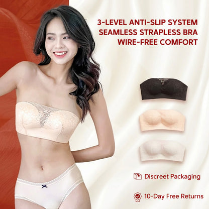 3cm PUSH-UP Strapless Wireless Bra – Anti-Slip Silicone Edge & Palm-Shaped Padding