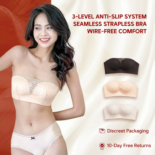3cm PUSH-UP Strapless Wireless Bra – Anti-Slip Silicone Edge & Palm-Shaped Padding