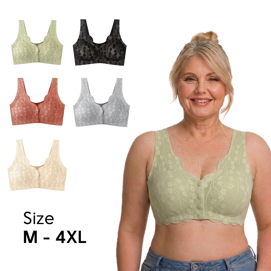 [Big Size] Seamless Lace Jelly Support Bra Wireless Lifting Bra Anti-Sagging Soft Bra for Big Bust