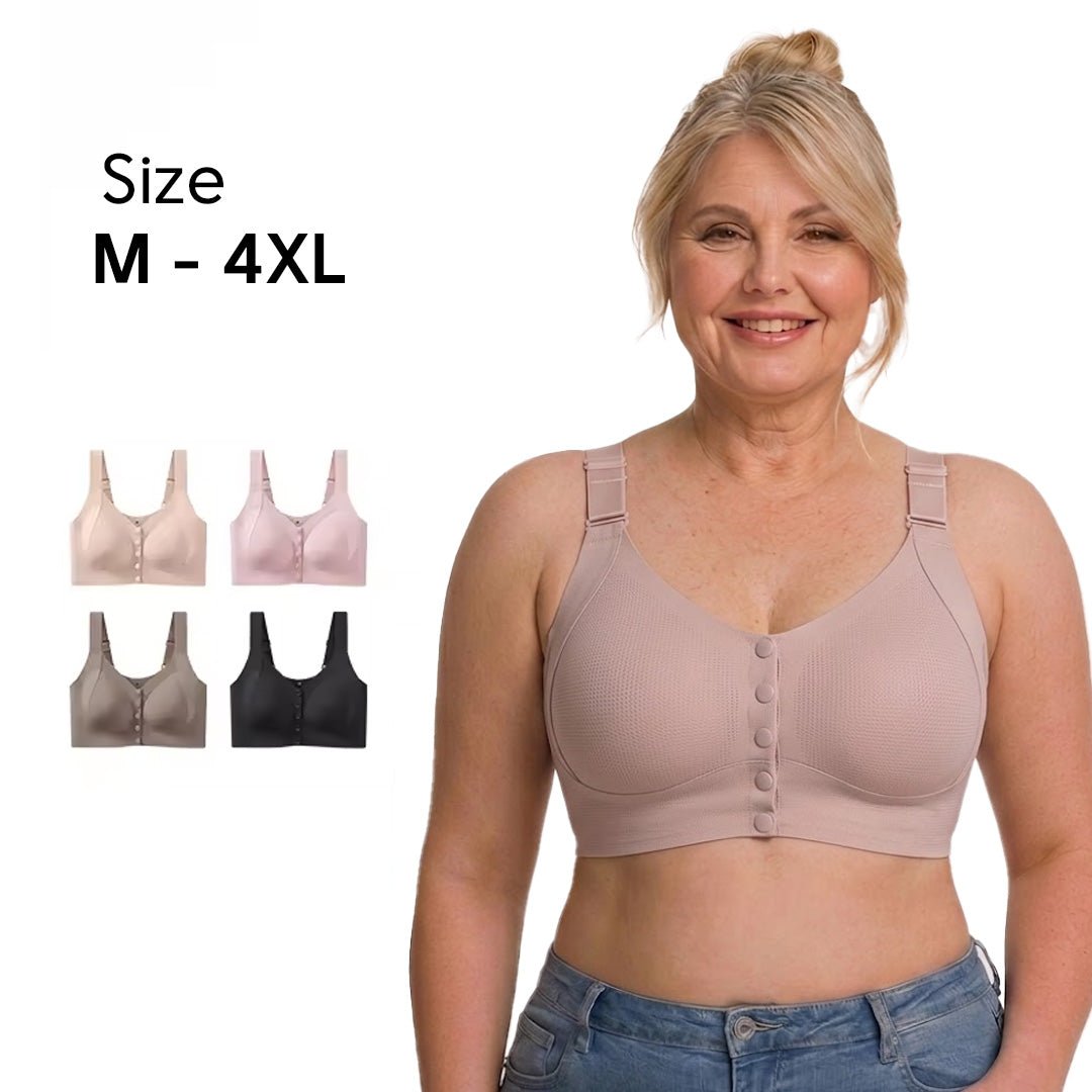 Big Size Front Button Bra Wireless Vest Style Anti-Sagging Lifting Bra for Middle-Aged Senior Women