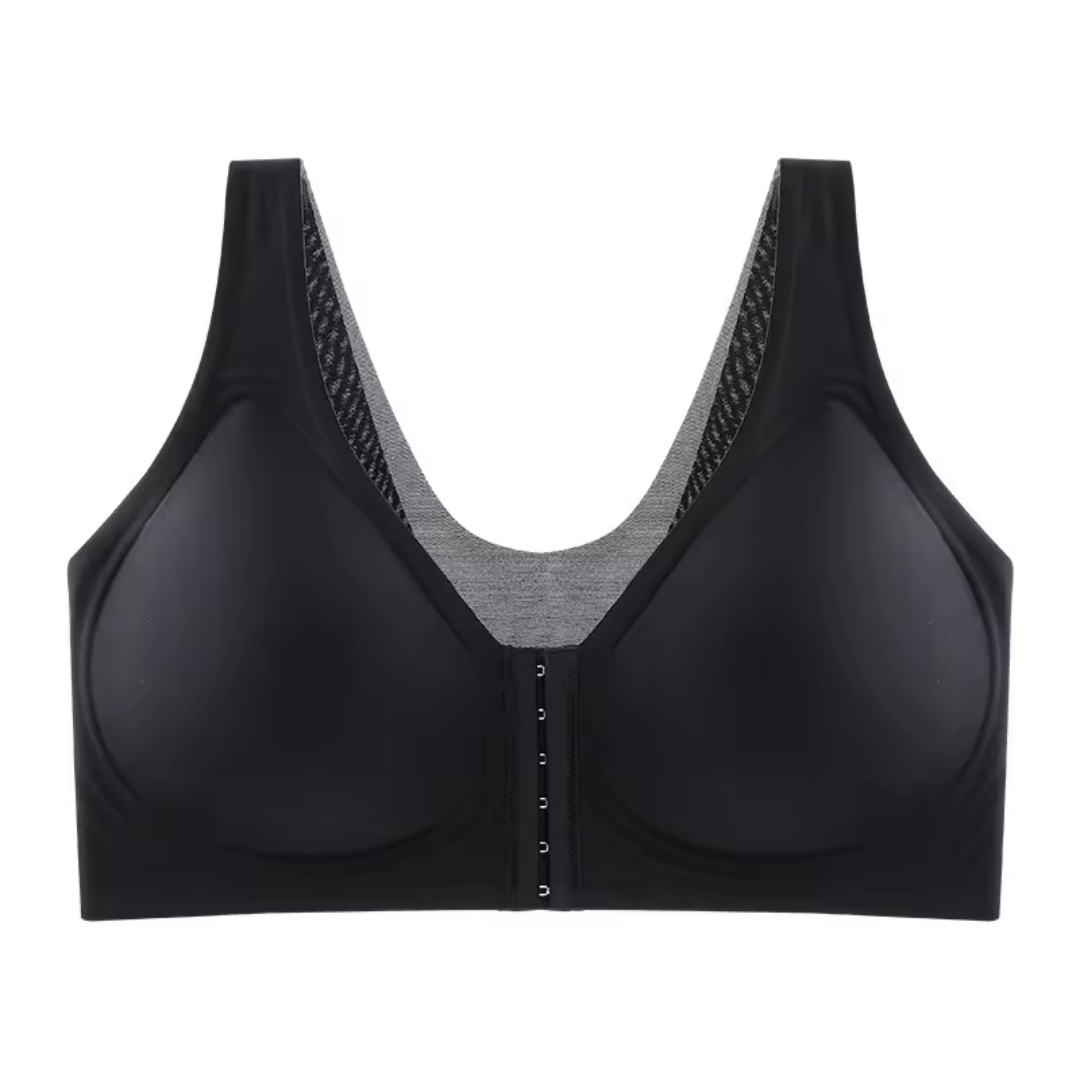 Women Plus Size Front Buckle Bra Wireless Posture Support Back Lifting Push Up Bra Fits Up To 107kg