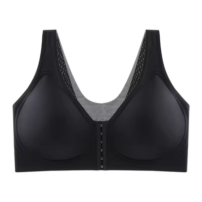 Women Plus Size Front Buckle Bra Wireless Posture Support Back Lifting Push Up Bra Fits Up To 107kg
