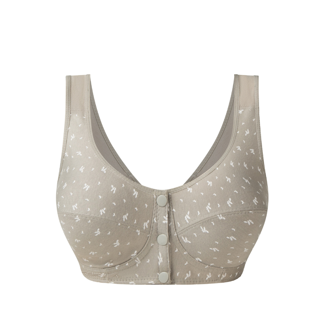 Front Closure Wireless Bra Soft Cotton Lifting Bra for Middle-Aged Senior Women Comfort