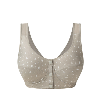 Front Closure Wireless Bra Soft Cotton Lifting Bra for Middle-Aged Senior Women Comfort