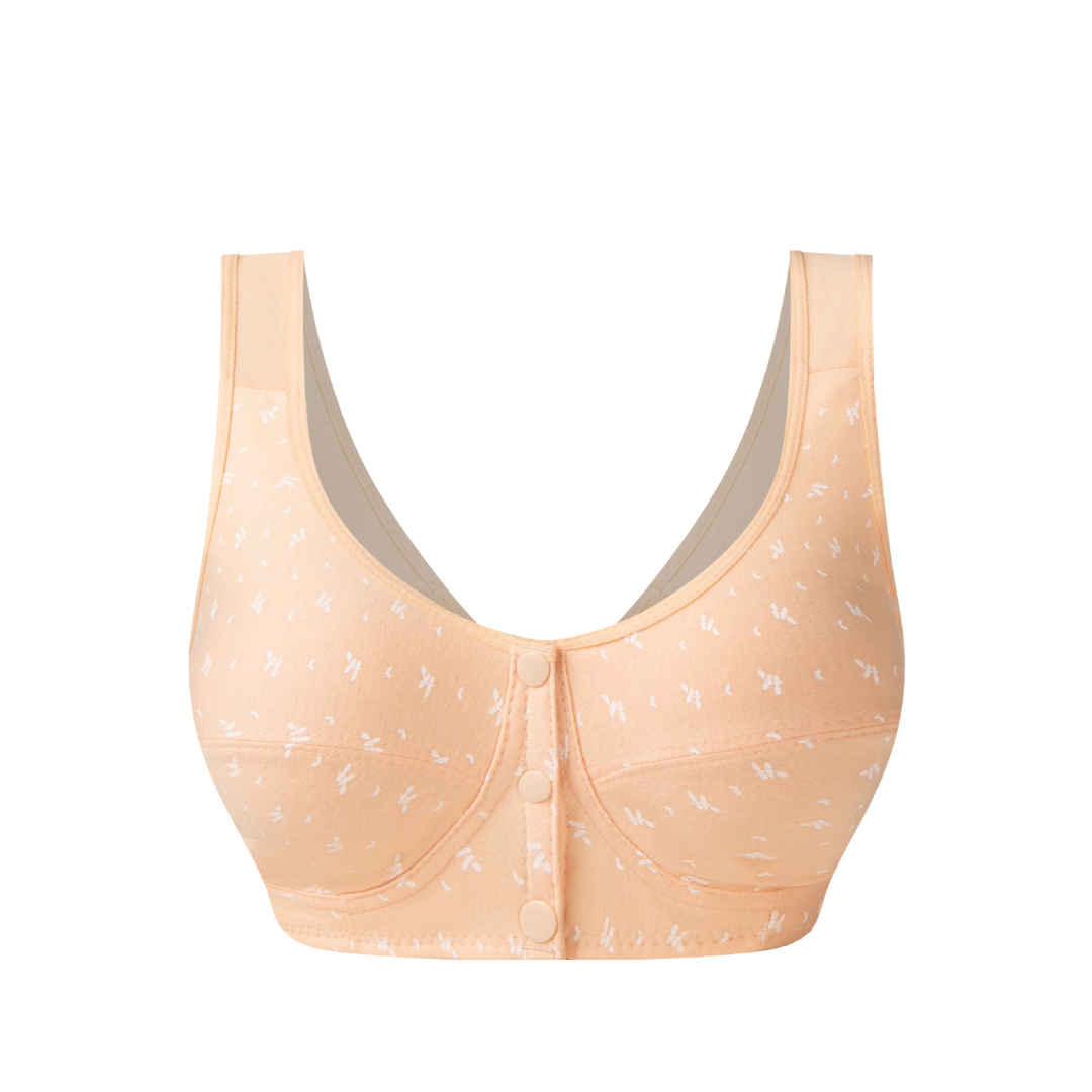 Front Closure Wireless Bra Soft Cotton Lifting Bra for Middle-Aged Senior Women Comfort