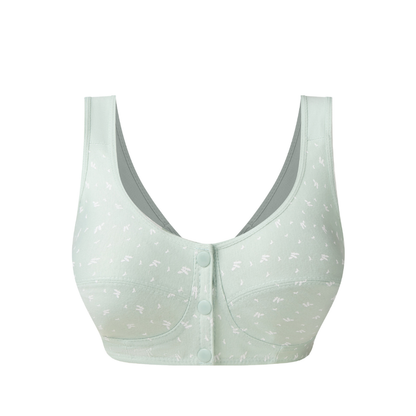 Front Closure Wireless Bra Soft Cotton Lifting Bra for Middle-Aged Senior Women Comfort