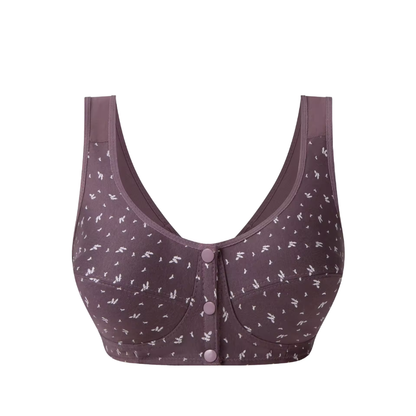 Front Closure Wireless Bra Soft Cotton Lifting Bra for Middle-Aged Senior Women Comfort