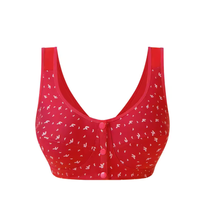 Front Closure Wireless Bra Soft Cotton Lifting Bra for Middle-Aged Senior Women Comfort