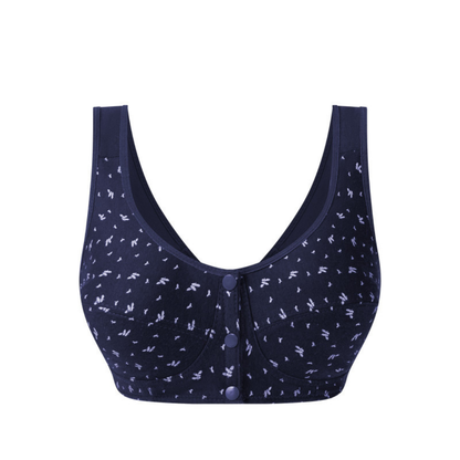 Front Closure Wireless Bra Soft Cotton Lifting Bra for Middle-Aged Senior Women Comfort