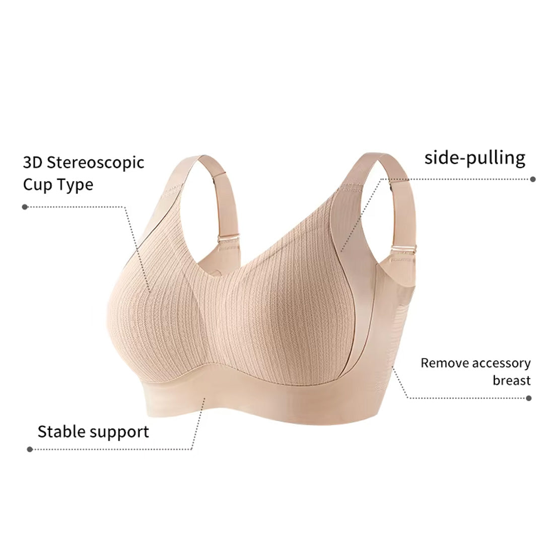 [M-5XL] Big Size Wireless Bra Full Cup Lifting Bra Anti-Sagging Side Support Soft Bra for Big Bust