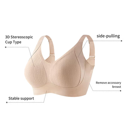 [M-5XL] Big Size Wireless Bra Full Cup Lifting Bra Anti-Sagging Side Support Soft Bra for Big Bust