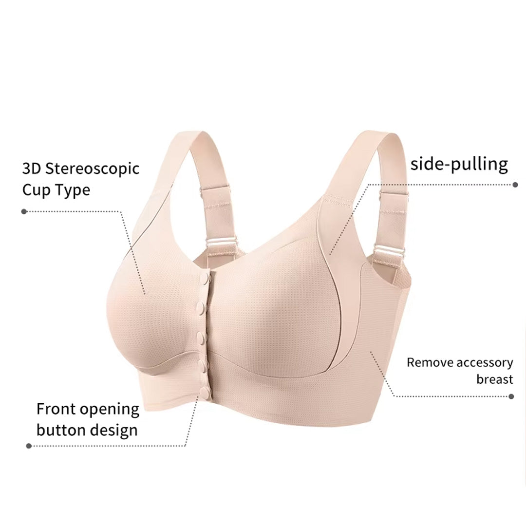 Big Size Front Button Bra Wireless Vest Style Anti-Sagging Lifting Bra for Middle-Aged Senior Women