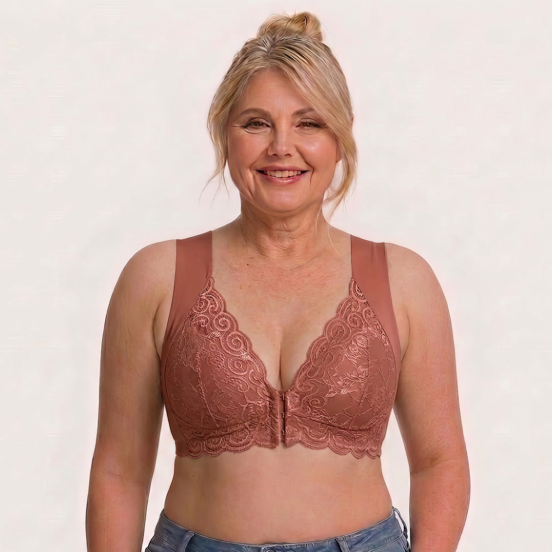 Convenient Front Snap Bra for Elderly Wireless Soft Cotton Bra for Middle-Aged Senior Women Comfort