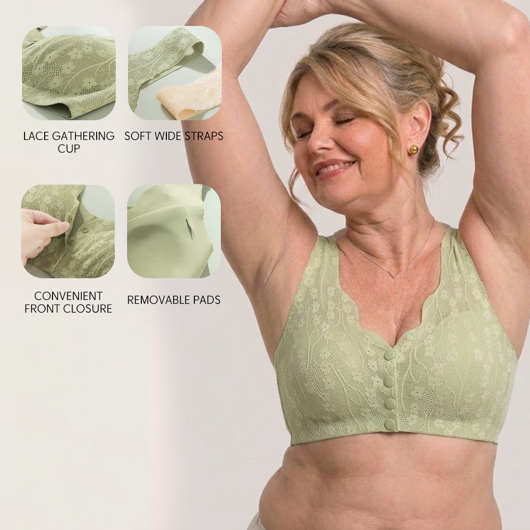 [Big Size] Seamless Lace Jelly Support Bra Wireless Lifting Bra Anti-Sagging Soft Bra for Big Bust