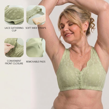 [Big Size] Seamless Lace Jelly Support Bra Wireless Lifting Bra Anti-Sagging Soft Bra for Big Bust