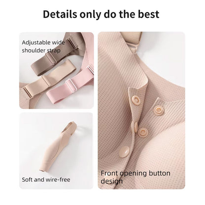 Big Size Front Button Bra Wireless Vest Style Anti-Sagging Lifting Bra for Middle-Aged Senior Women