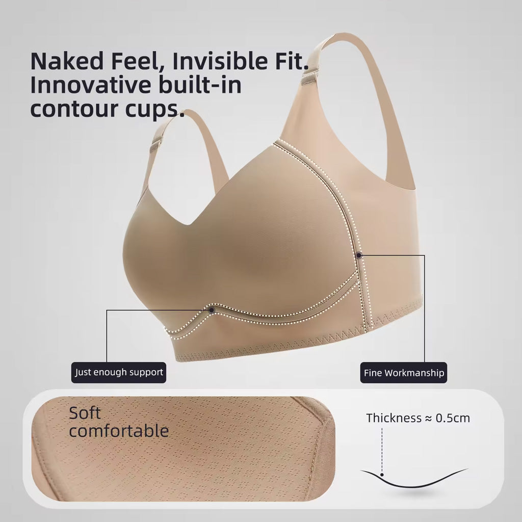 Plus Size Wireless Support Bra Ultra Comfortable Invisible T Shirt Bra Full Coverage for Women L 3XL