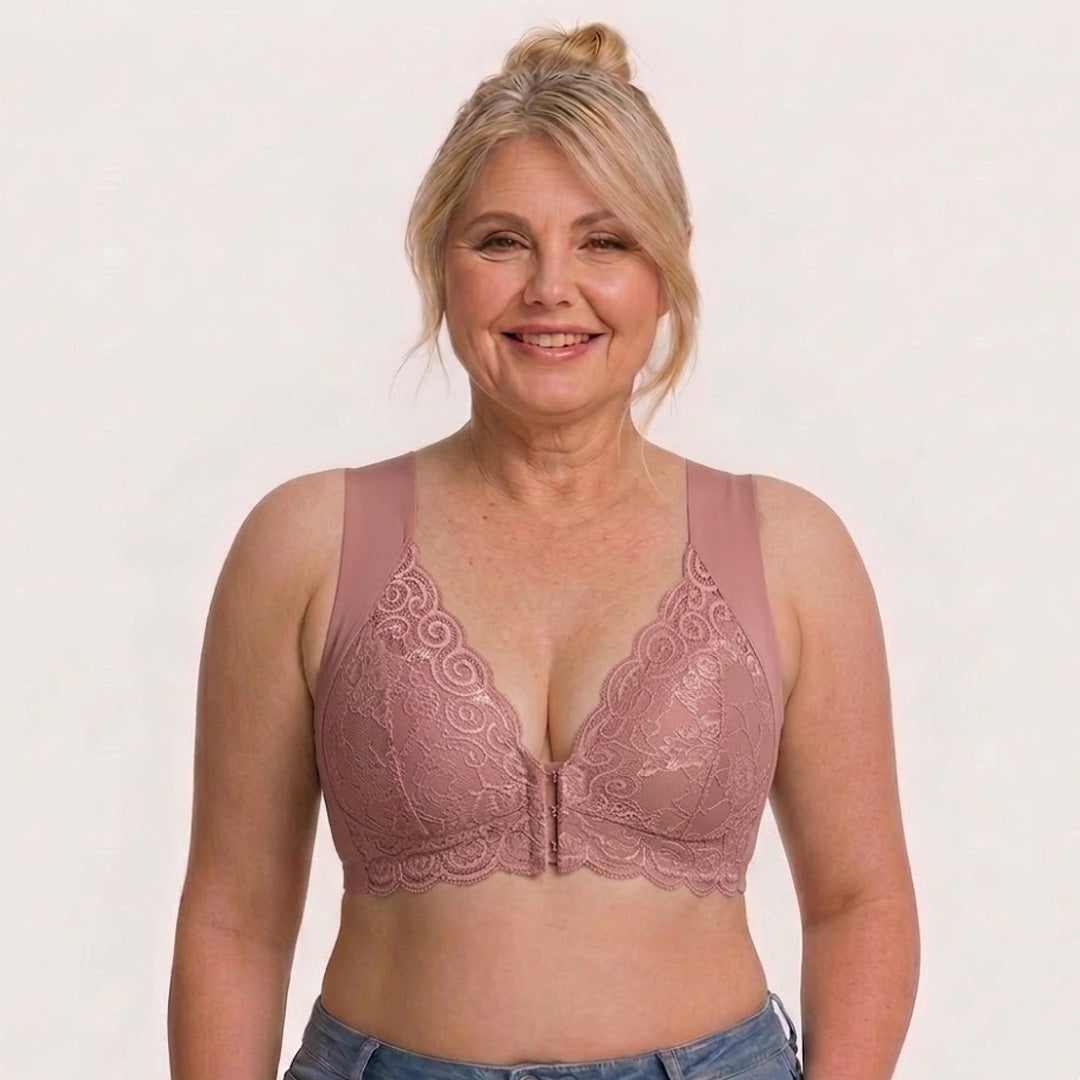 Convenient Front Snap Bra for Elderly Wireless Soft Cotton Bra for Middle-Aged Senior Women Comfort