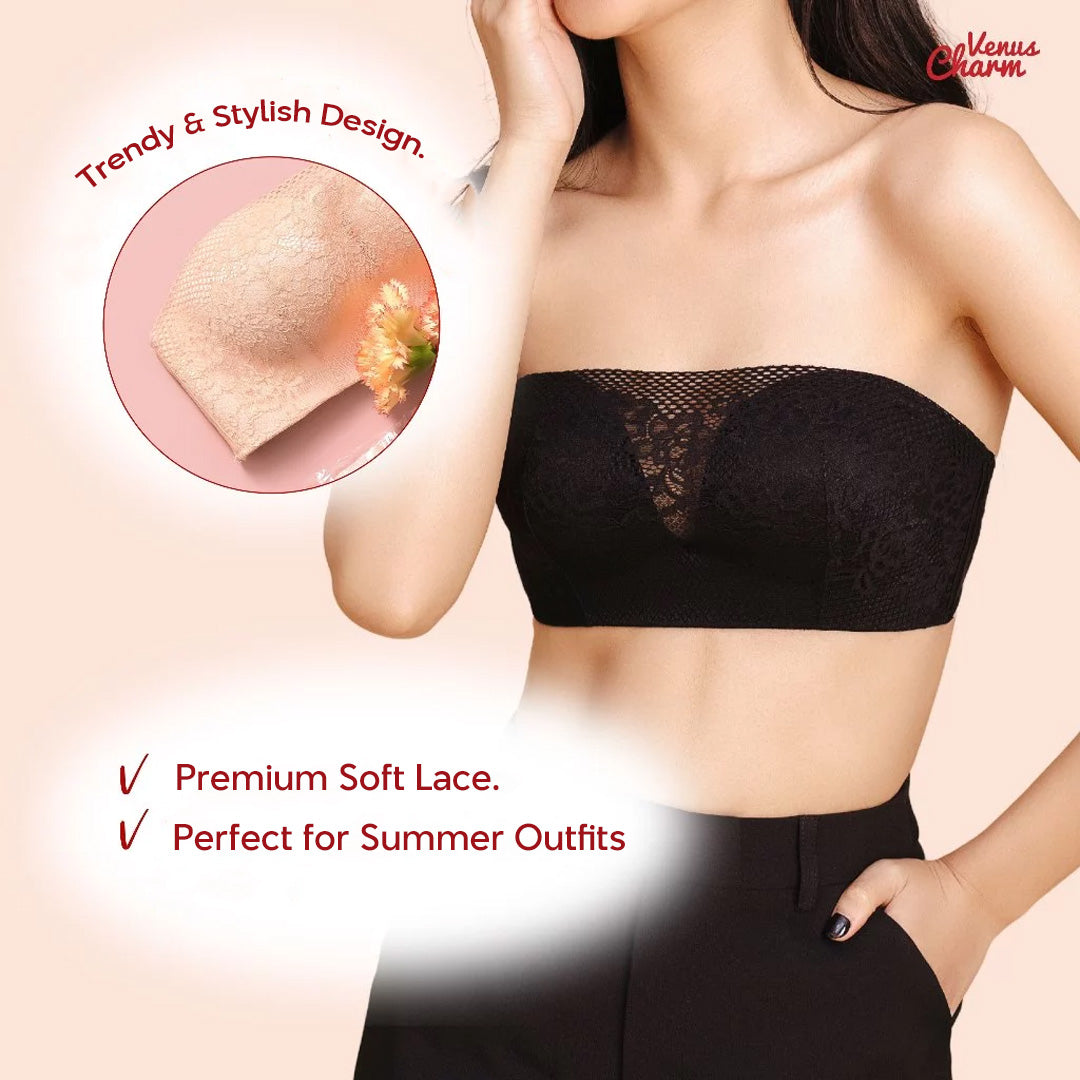 3cm PUSH-UP Strapless Wireless Bra – Anti-Slip Silicone Edge & Palm-Shaped Padding