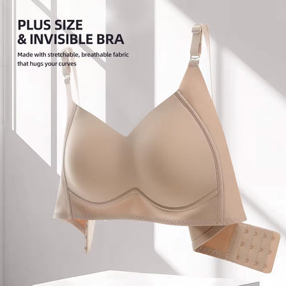 Plus Size Wireless Support Bra Ultra Comfortable Invisible T Shirt Bra Full Coverage for Women L 3XL