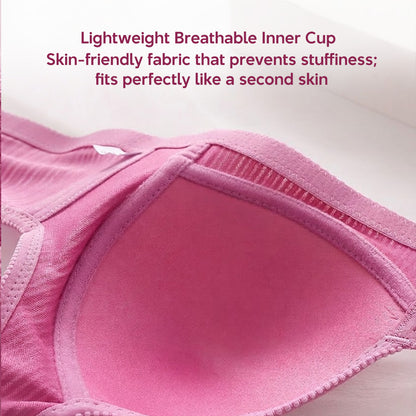 Big Size Front Buckle Wireless Bra Soft Ribbed Cotton Bra for Middle-Aged Senior Women Comfort
