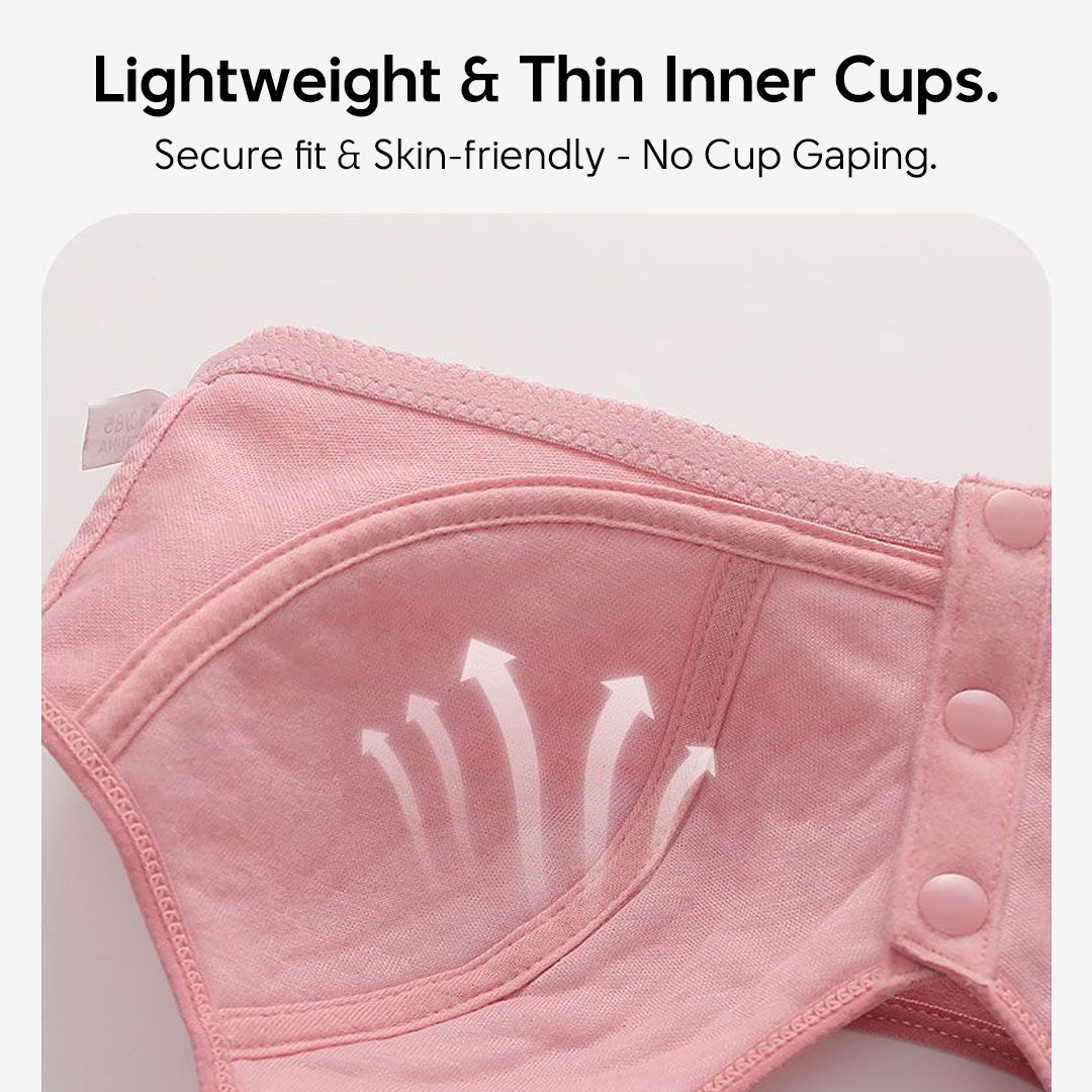 Front Closure Wireless Bra Soft Cotton Lifting Bra for Middle-Aged Senior Women Comfort