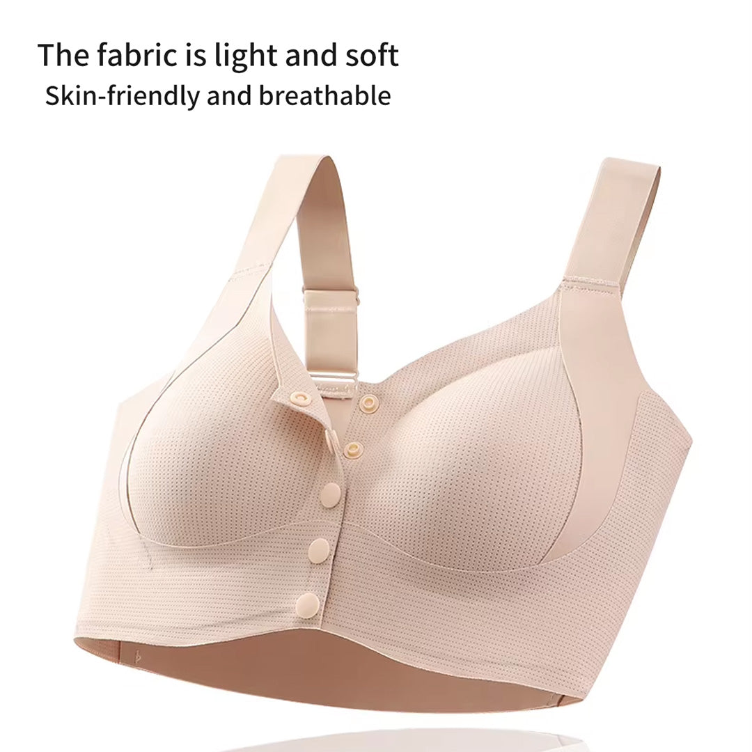 Big Size Front Button Bra Wireless Vest Style Anti-Sagging Lifting Bra for Middle-Aged Senior Women