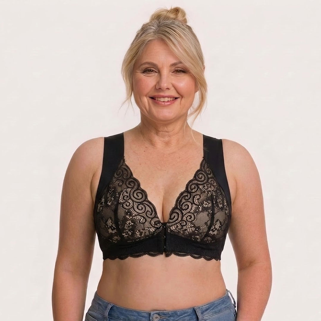Convenient Front Snap Bra for Elderly Wireless Soft Cotton Bra for Middle-Aged Senior Women Comfort