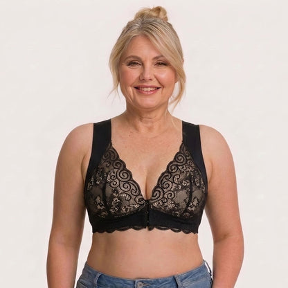 Convenient Front Snap Bra for Elderly Wireless Soft Cotton Bra for Middle-Aged Senior Women Comfort
