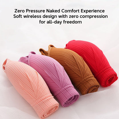Big Size Front Buckle Wireless Bra Soft Ribbed Cotton Bra for Middle-Aged Senior Women Comfort