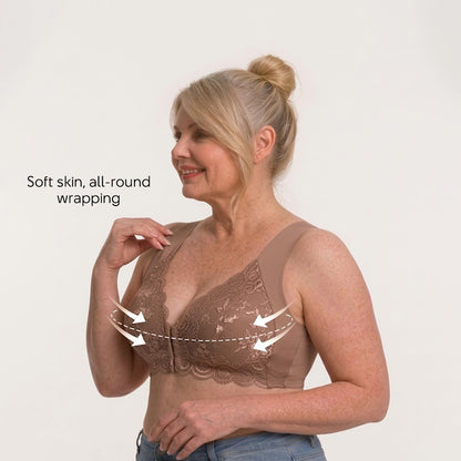 Convenient Front Snap Bra for Elderly Wireless Soft Cotton Bra for Middle-Aged Senior Women Comfort