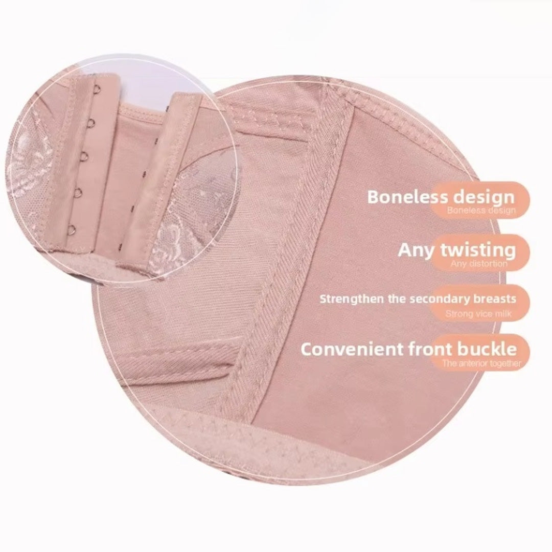 Big Size Premium Lace Front Buckle Bra Wireless Full Cup Lifting Bra for Seniors Anti-Sagging Soft Bra