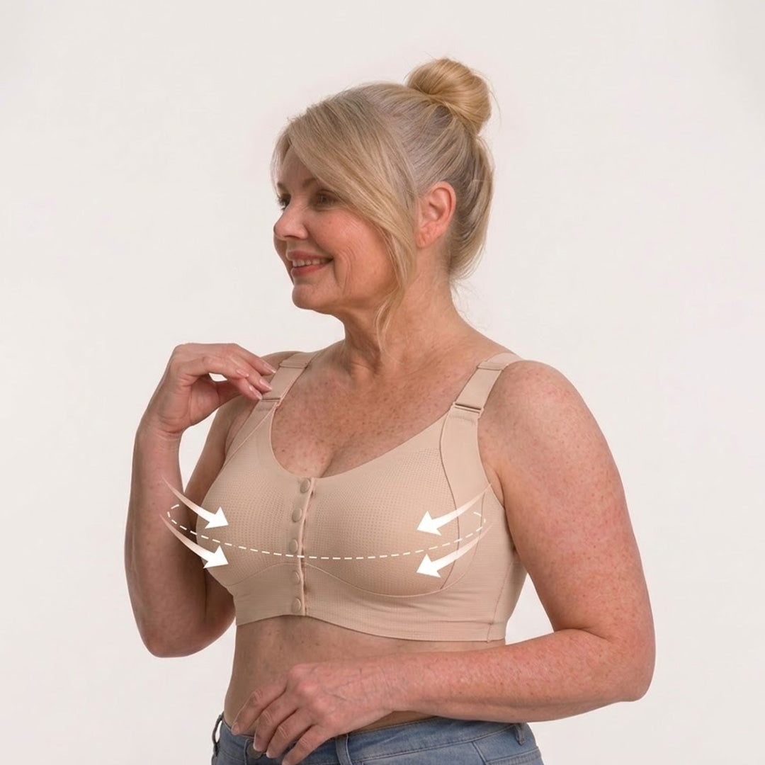 Big Size Front Button Bra Wireless Vest Style Anti-Sagging Lifting Bra for Middle-Aged Senior Women