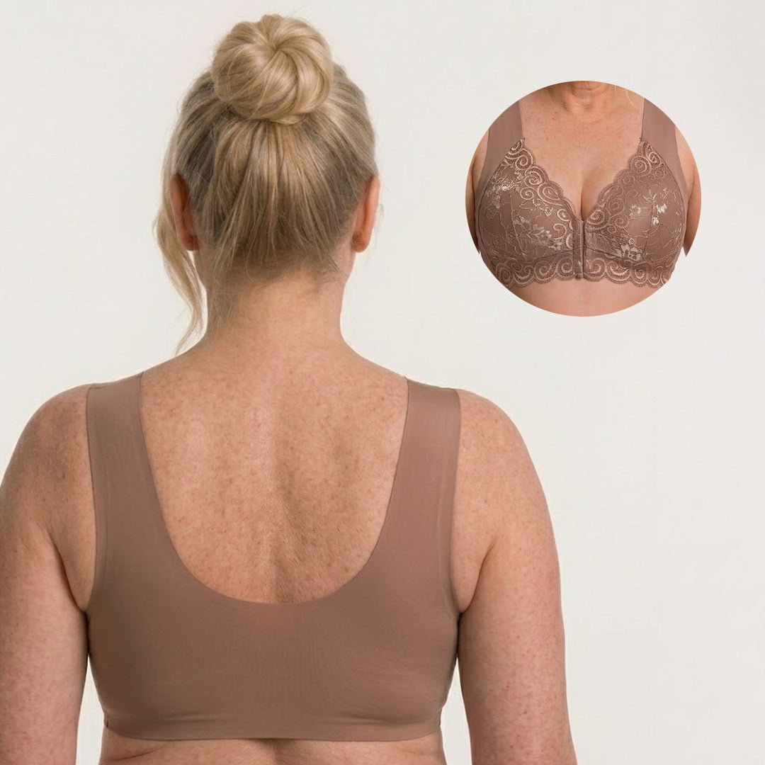 Convenient Front Snap Bra for Elderly Wireless Soft Cotton Bra for Middle-Aged Senior Women Comfort
