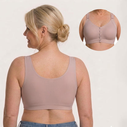 Big Size Front Button Bra Wireless Vest Style Anti-Sagging Lifting Bra for Middle-Aged Senior Women
