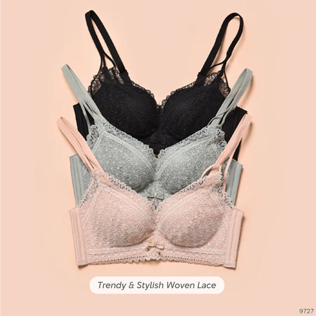 3cm Push Up Invisible Lace Wireless Bra 3D Soft Padding Lifting Bra Natural Cleavage Seamless Bra
