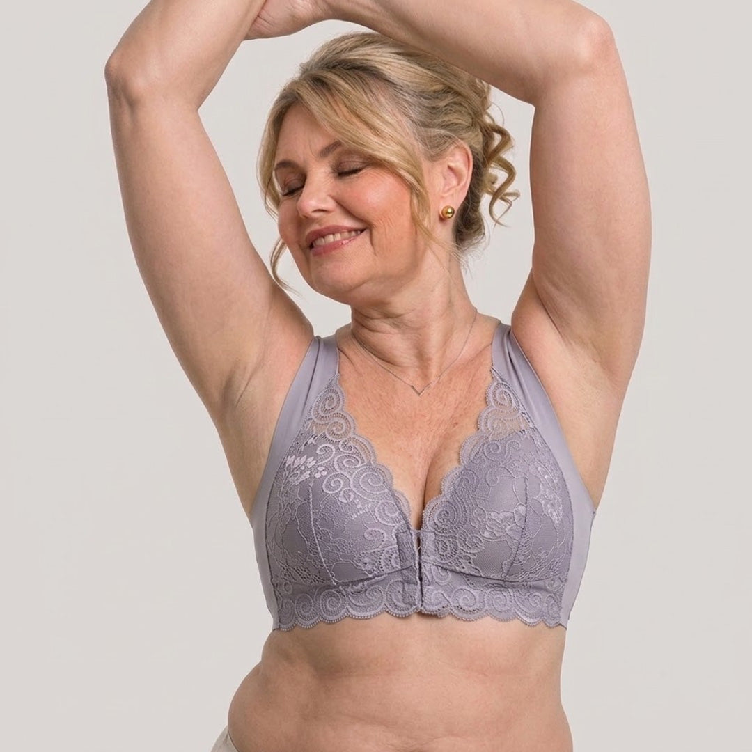 Convenient Front Snap Bra for Elderly Wireless Soft Cotton Bra for Middle-Aged Senior Women Comfort