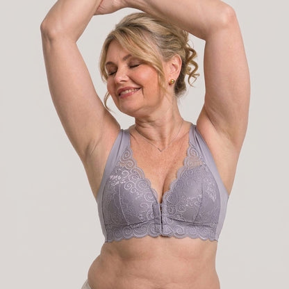 Convenient Front Snap Bra for Elderly Wireless Soft Cotton Bra for Middle-Aged Senior Women Comfort