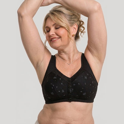 Big Size Front Snap Bra for Elderly Wireless Soft Cotton Bra for Middle-Aged Senior Women Comfort
